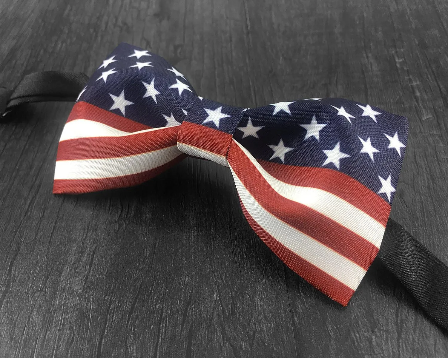 100% Satin Silk Mens Pre-tied Bowtie Stars Stripes American Flag Solid Bow Ties