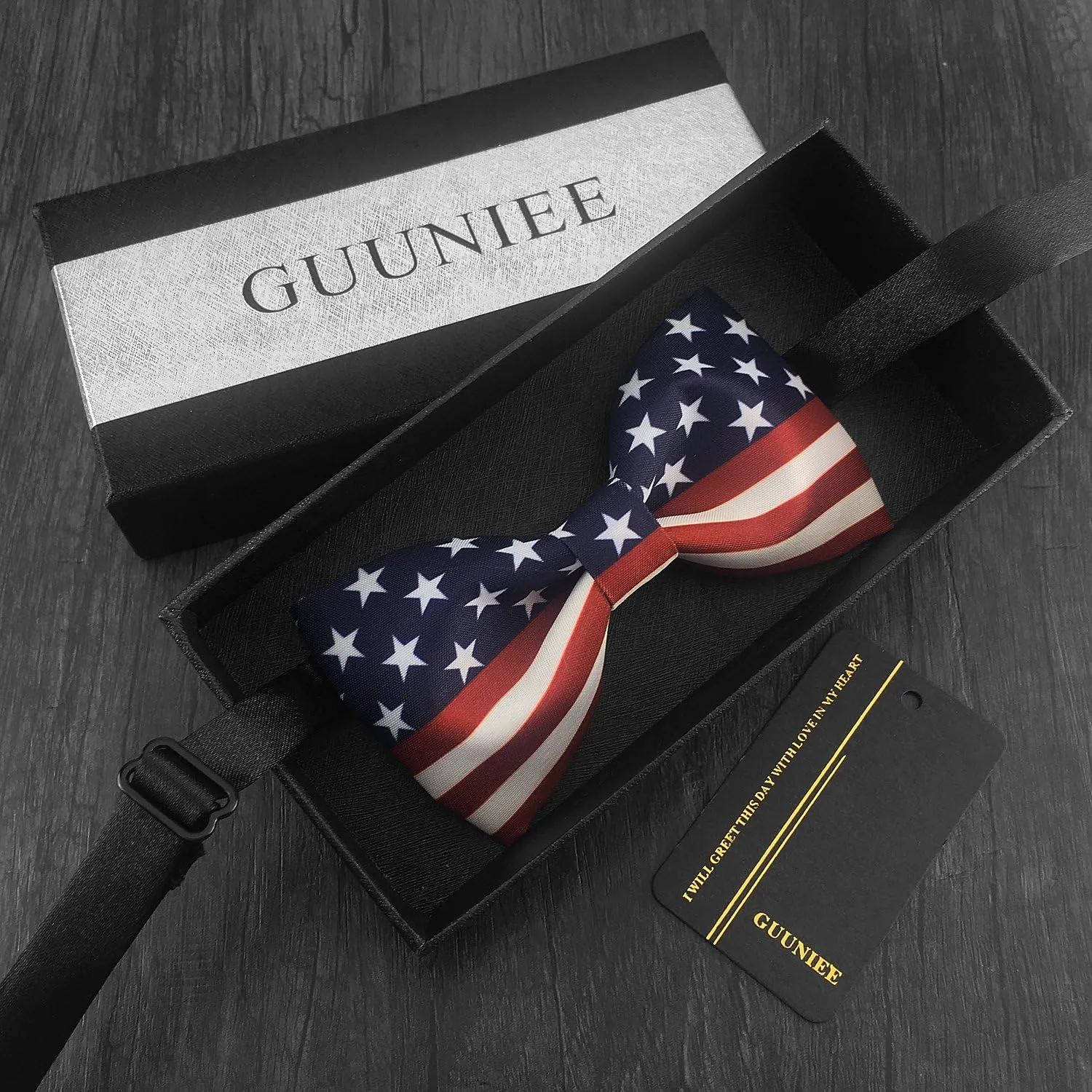 100% Satin Silk Mens Pre-tied Bowtie Stars Stripes American Flag Solid Bow Ties