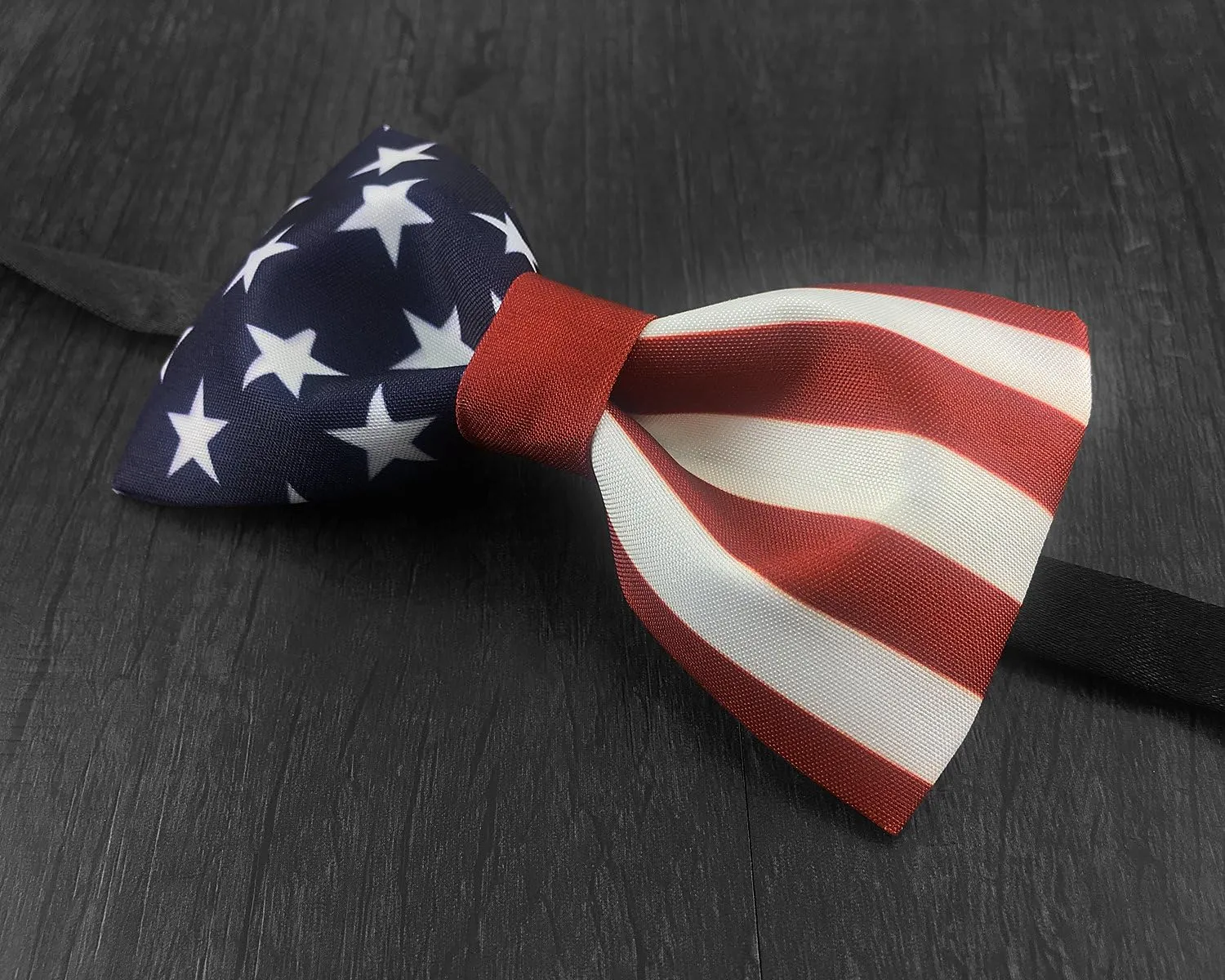 100% Satin Silk Mens Pre-tied Bowtie Stars Stripes American Flag Solid Bow Ties