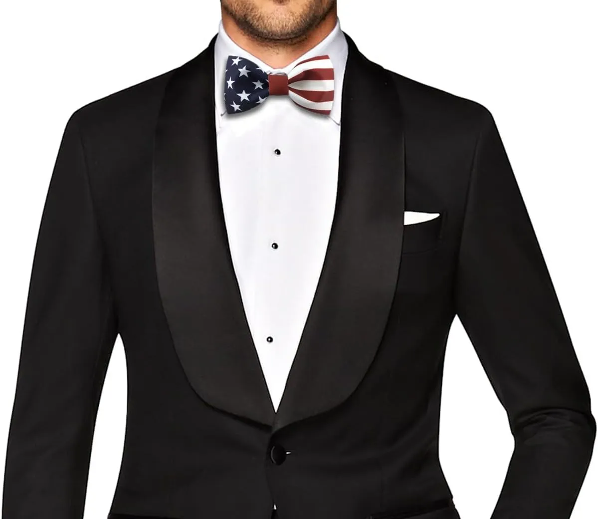 100% Satin Silk Mens Pre-tied Bowtie Stars Stripes American Flag Solid Bow Ties