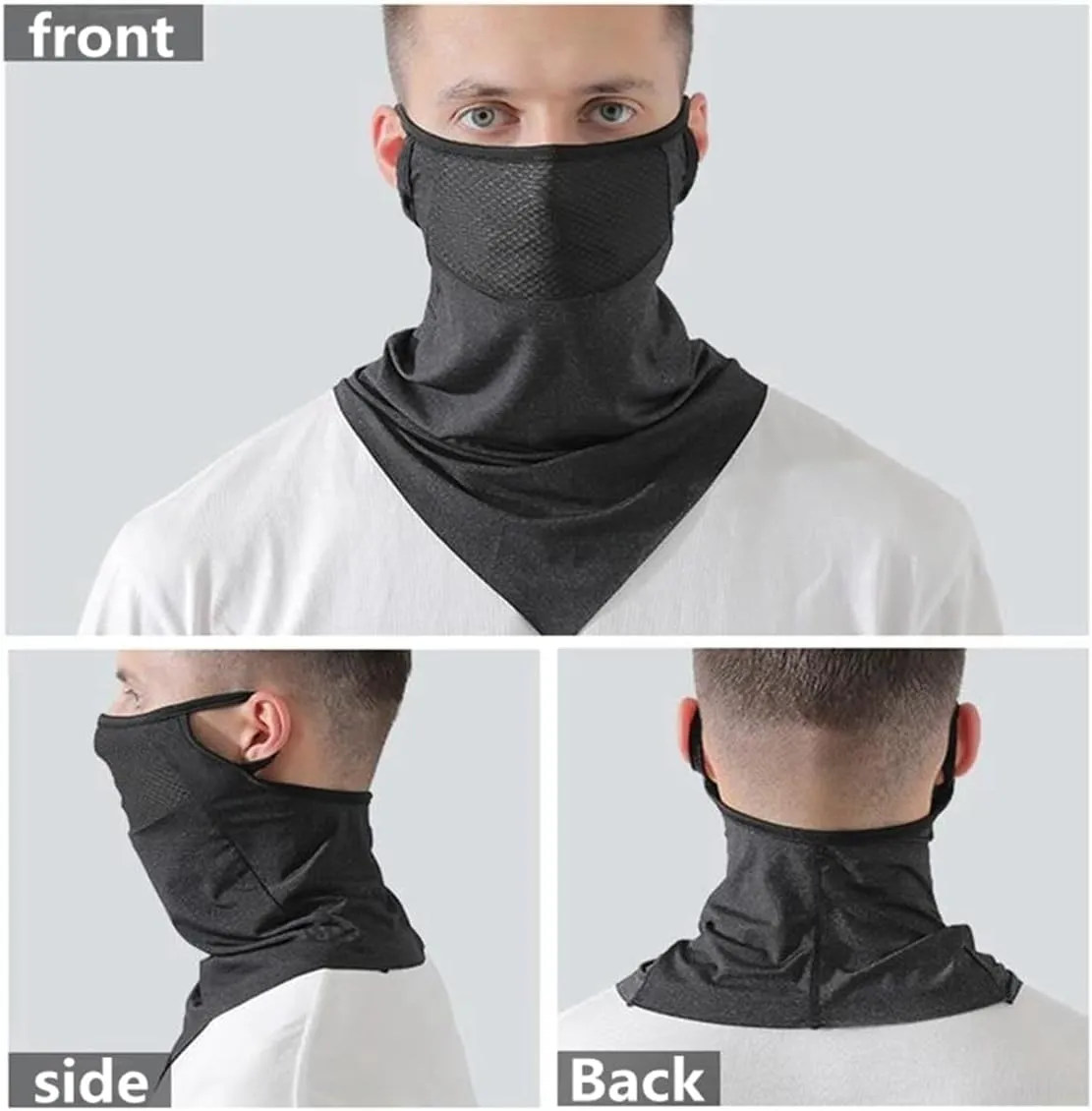 3 Pack Triangular Hanging Ear Mask, Summer Sun Protection Cycling Face Cover Ice Silk Mask, Neck Gaiter Bandana for Outdoor