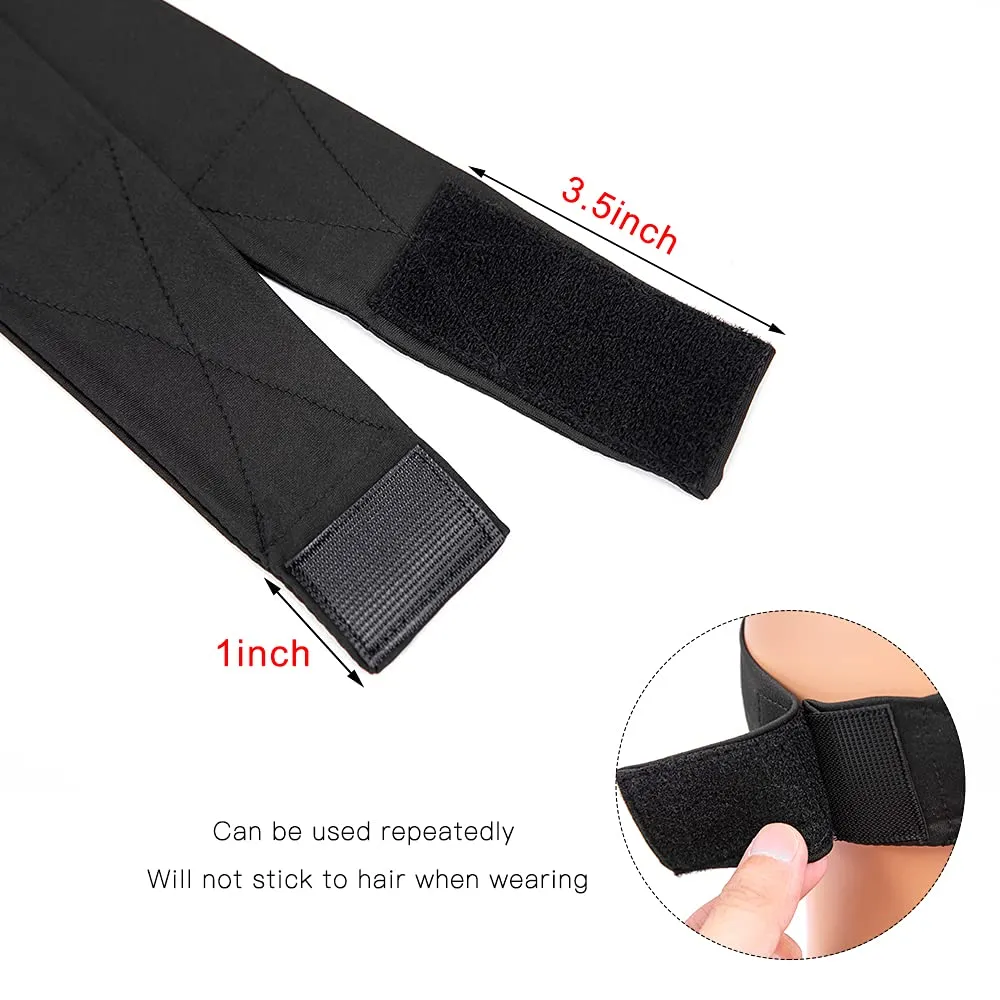 5Pcs Silk Headband - Black Silk Elastic Band Adjustable for Wig & Wig Cap