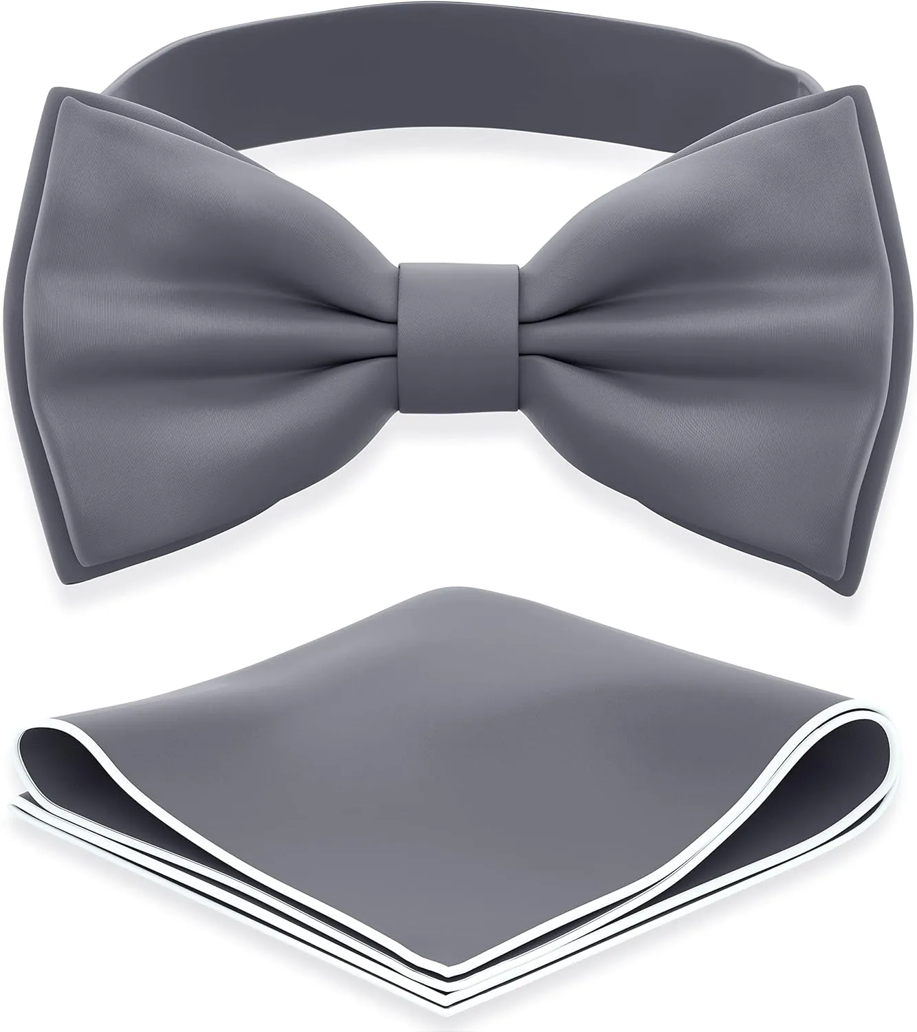 Adam Young Men's Bow Ties with Handkerchief Pre-Tied Style Formal Satin Classic Bowtie for Tuxedo Faux Silk