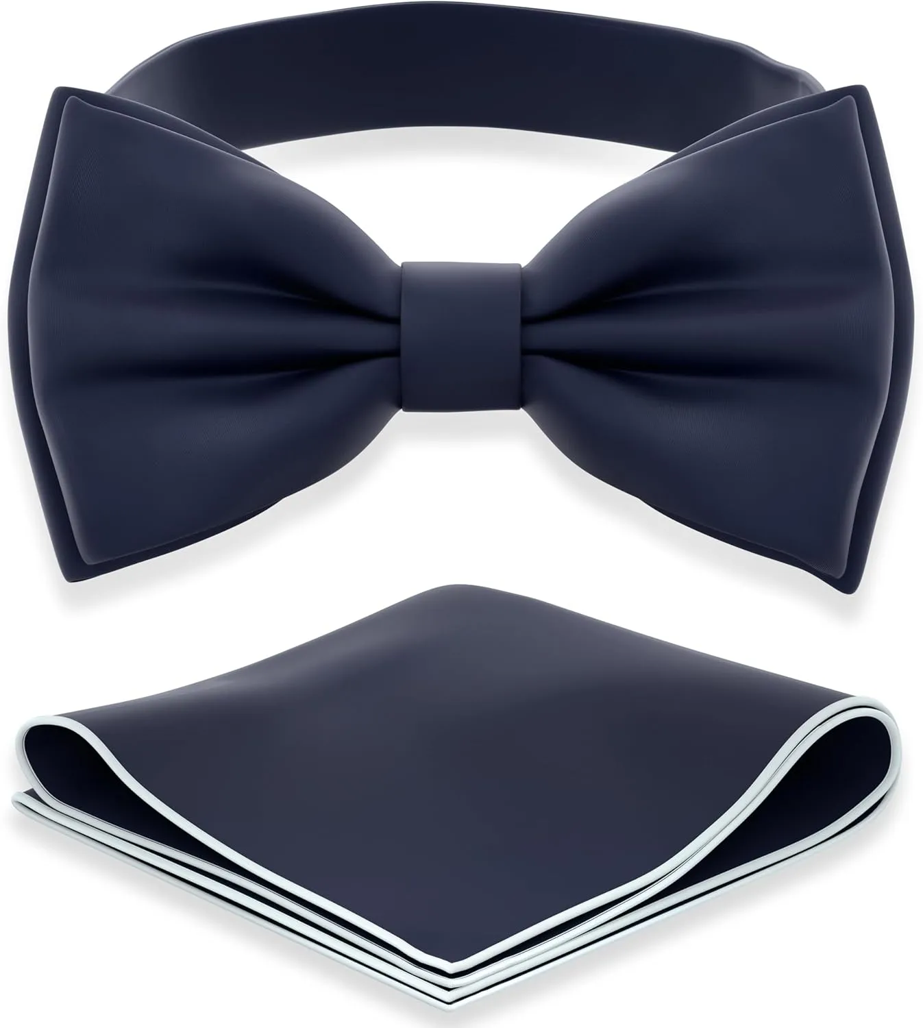 Adam Young Men's Bow Ties with Handkerchief Pre-Tied Style Formal Satin Classic Bowtie for Tuxedo Faux Silk