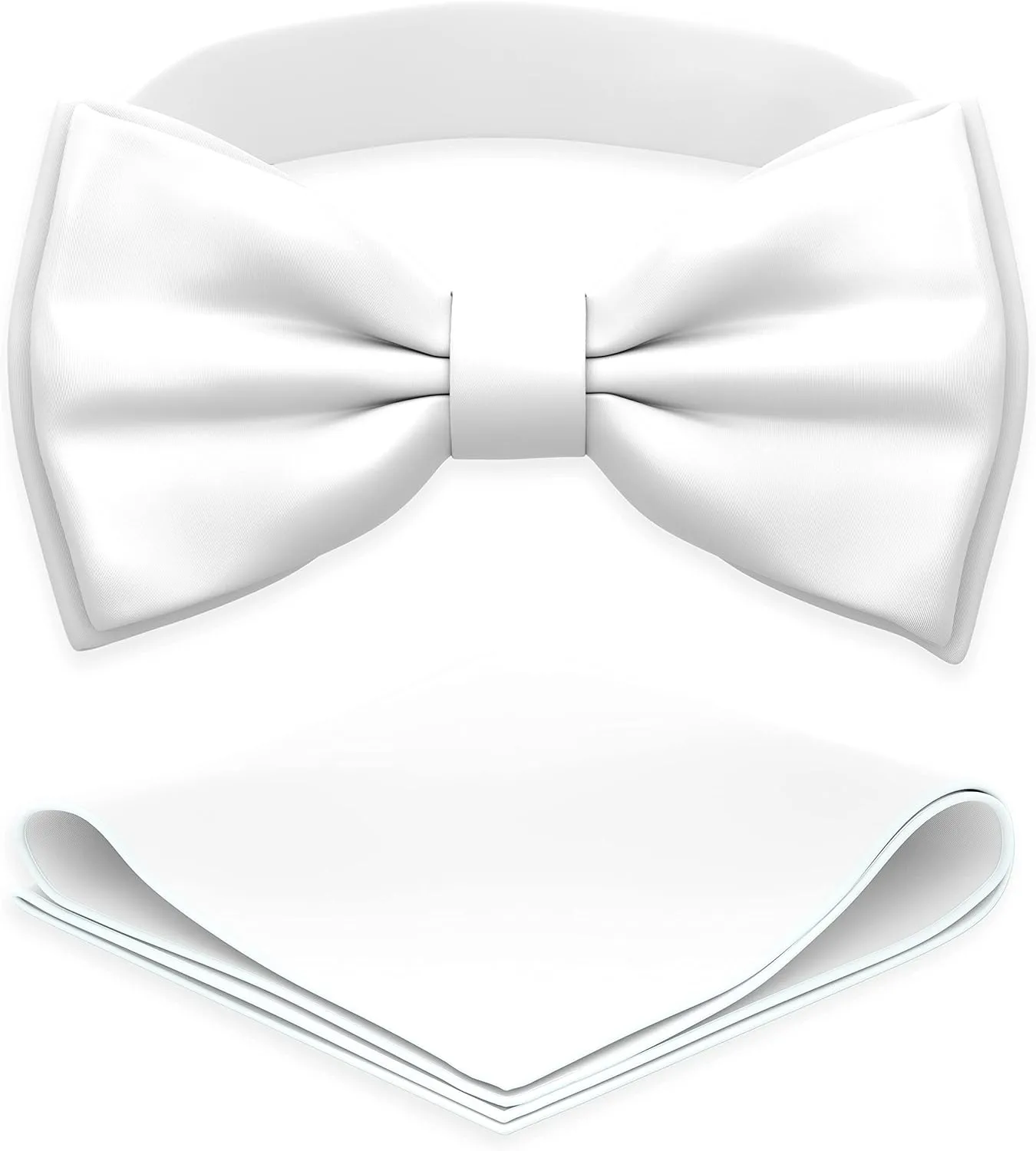 Adam Young Men's Bow Ties with Handkerchief Pre-Tied Style Formal Satin Classic Bowtie for Tuxedo Faux Silk
