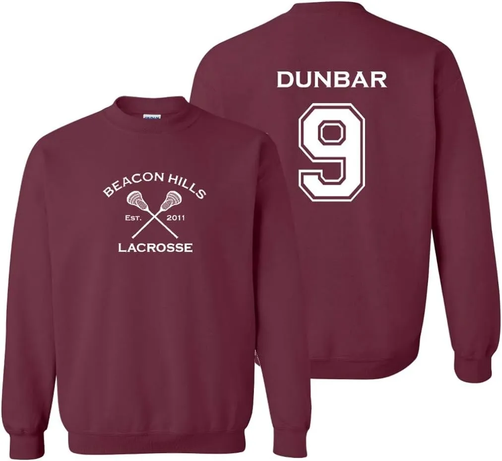 Adult Dunbar 9 Beacon Hills Lacrosse 2-Sided Crew Neck Pullover