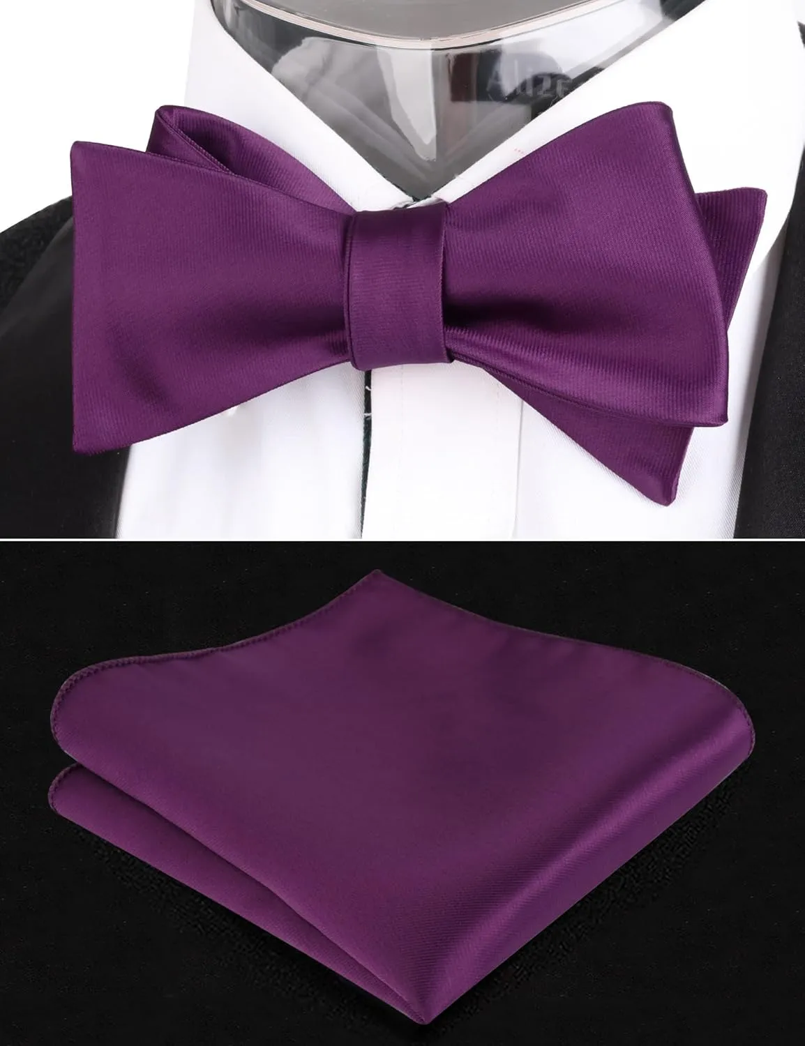 Alizeal Men's Self-tied Solid Color/Animal Pattern Bow Tie and Pocket Square Set