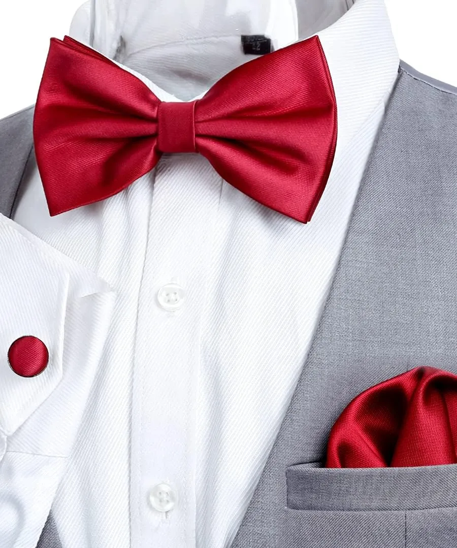 Alizeal Mens Tuxedo Bow Tie, Hanky and Cufflinks Set