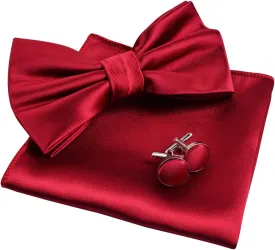 Alizeal Mens Tuxedo Bow Tie, Hanky and Cufflinks Set