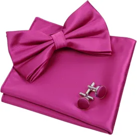 Alizeal Mens Tuxedo Bow Tie, Hanky and Cufflinks Set