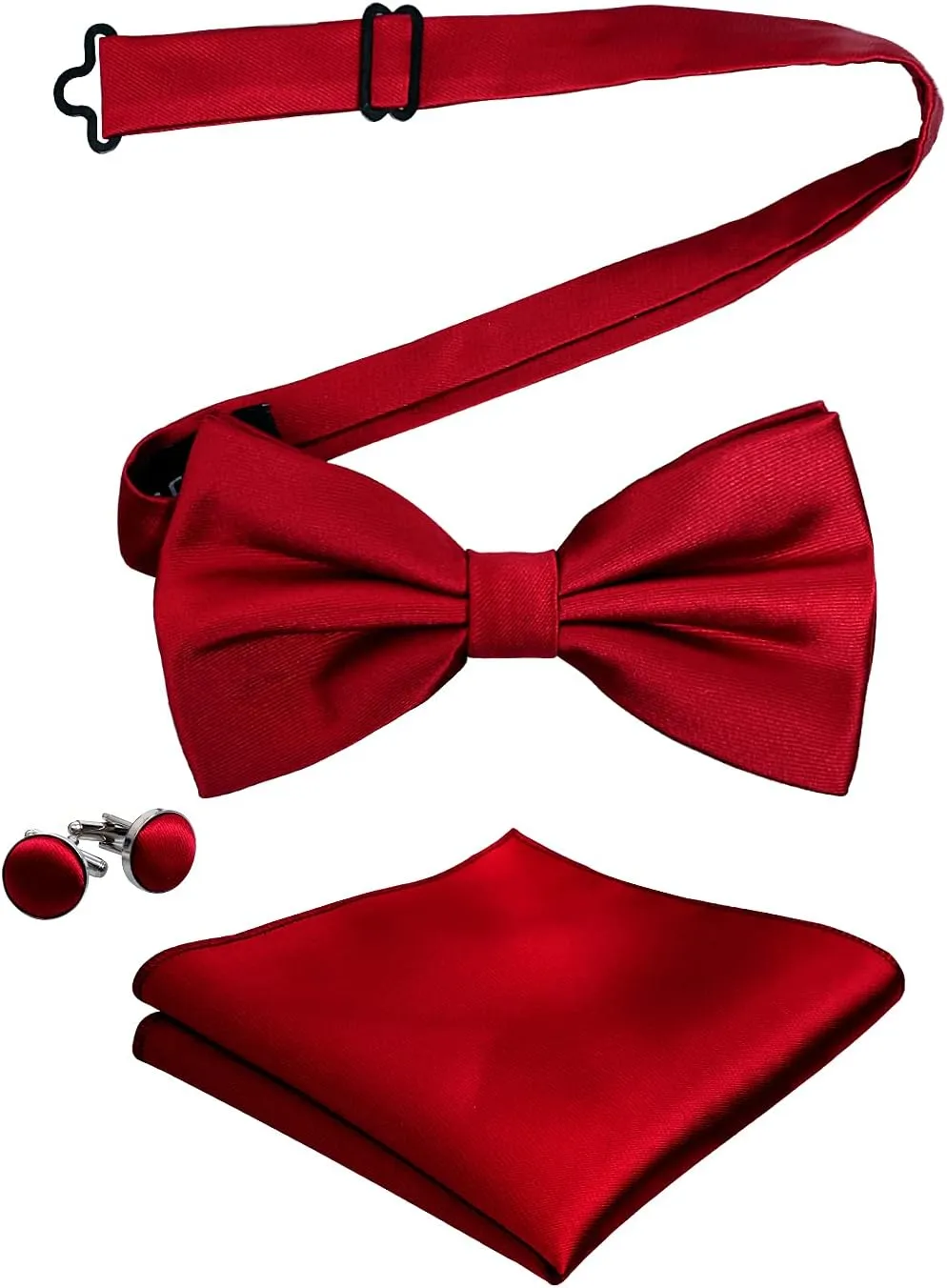 Alizeal Mens Tuxedo Bow Tie, Hanky and Cufflinks Set