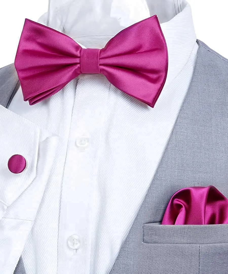 Alizeal Mens Tuxedo Bow Tie, Hanky and Cufflinks Set