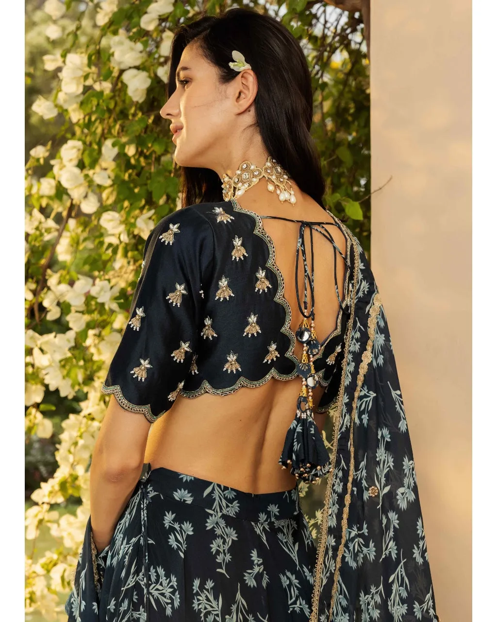 Asmira Indigo Scalloped Lehenga Set
