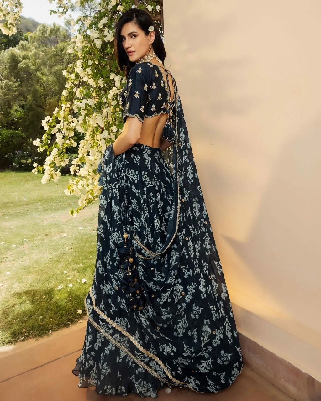Asmira Indigo Scalloped Lehenga Set