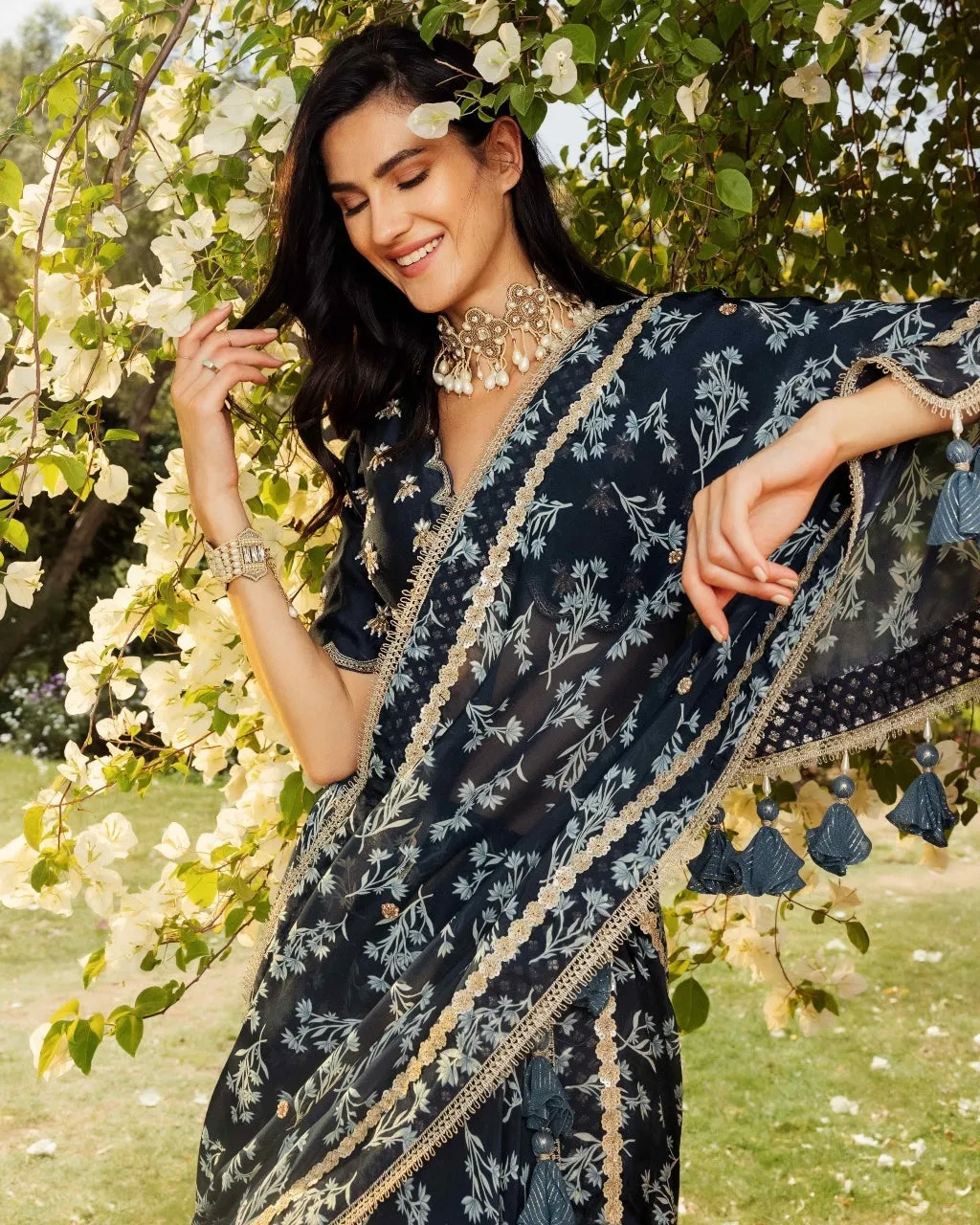 Asmira Indigo Scalloped Lehenga Set