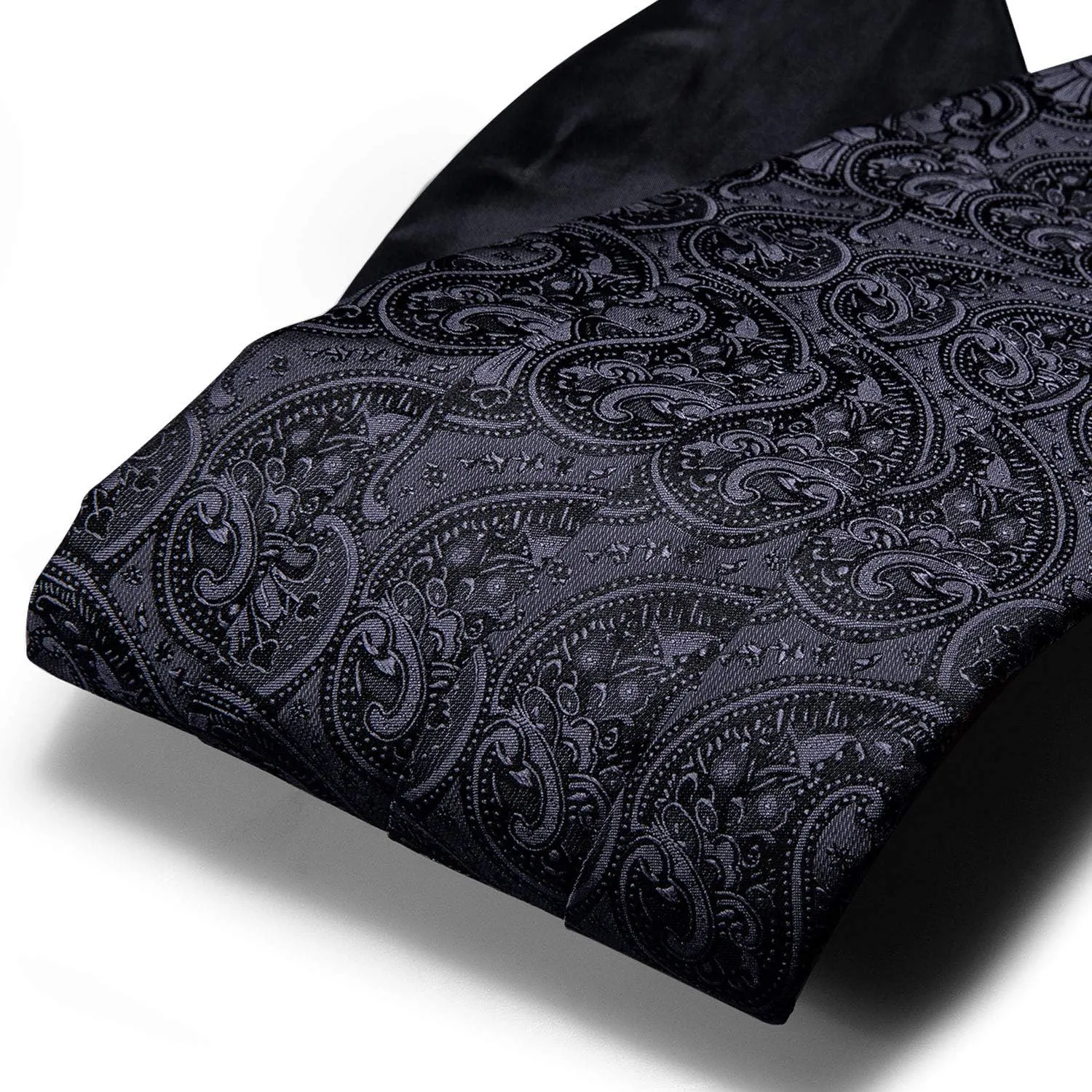 Barry.Wang Men Silk Paisley Cummerbund and Pre-tied Bowtie Handkerchief Cufflink Set for Tuxedo