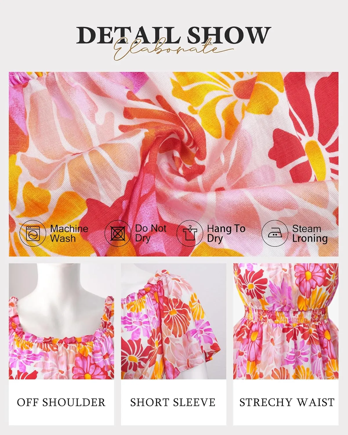 Bebonnie Women's Summer Off The Shoulder Short Sleeve Chiffon Blouse Ruffle Hem Tops