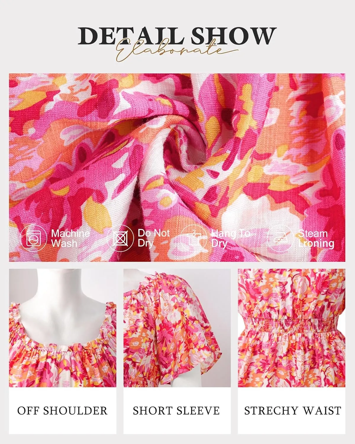 Bebonnie Women's Summer Off The Shoulder Short Sleeve Chiffon Blouse Ruffle Hem Tops