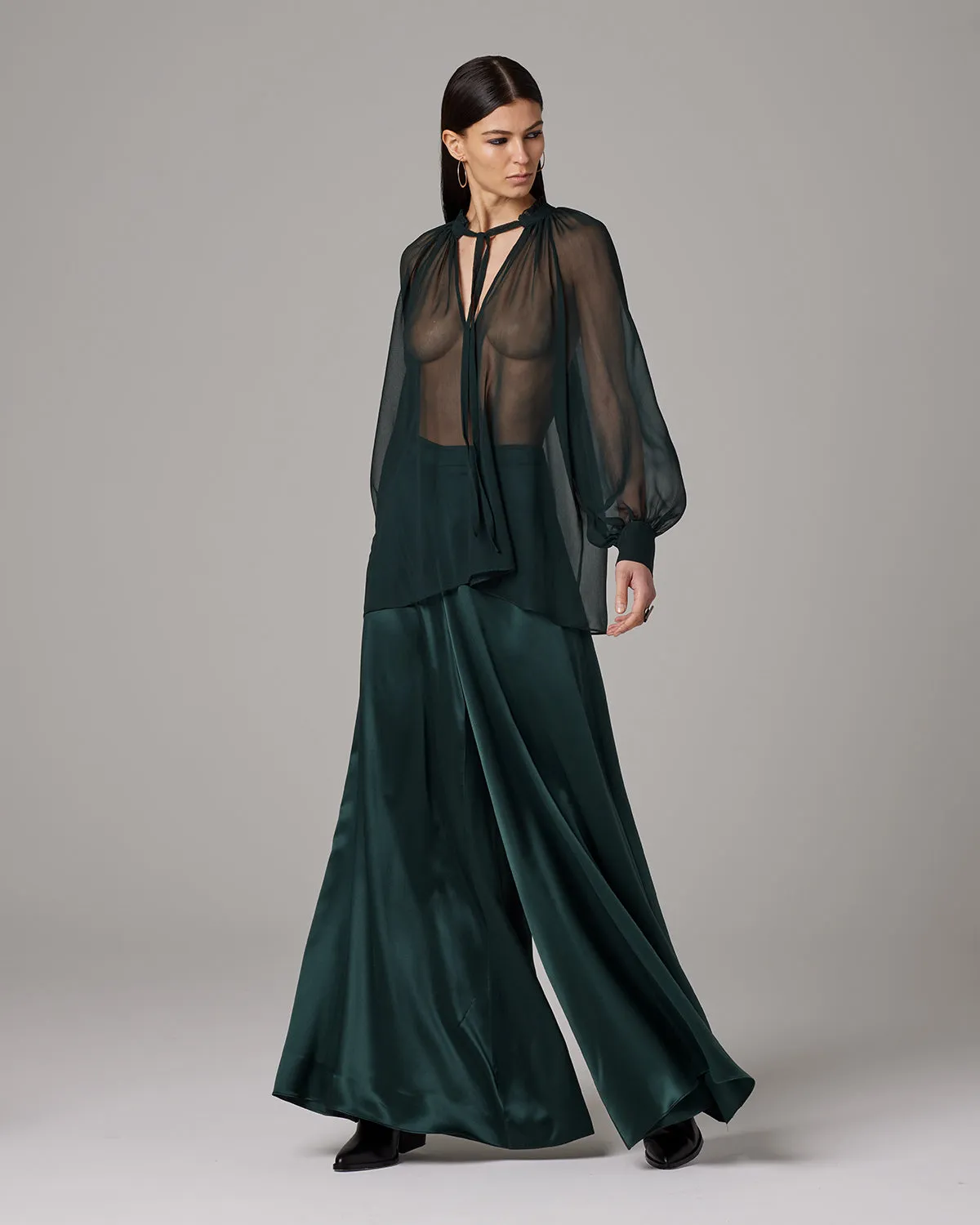 Bishop Sleeve Blouse in Crinkle Chiffon