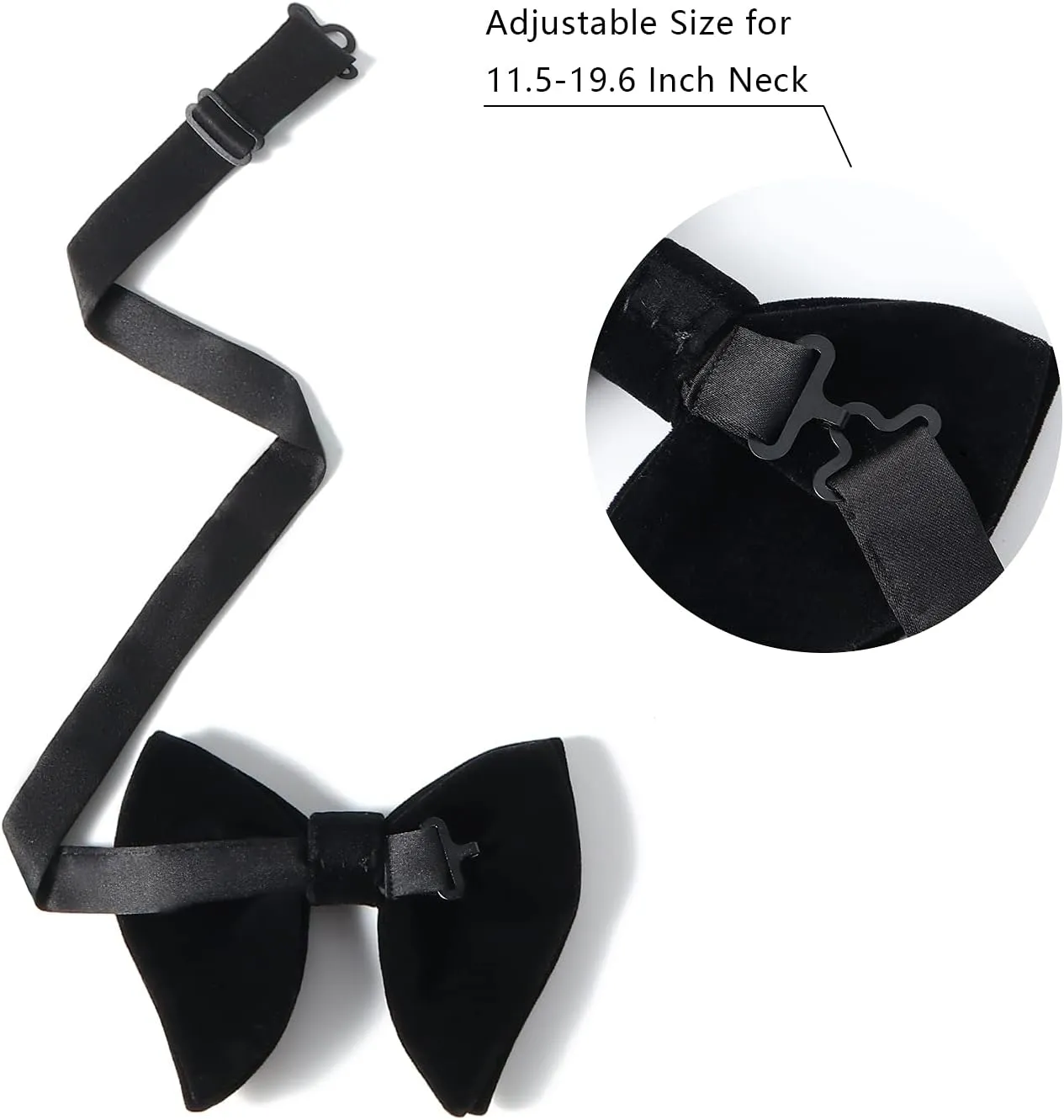 Bow Ties for Men, Mens Pre-Tied Bow Ties, Velvet Bow Ties for Men, Adjustable Oversized Tuxedo Bow Tie With Gift Box