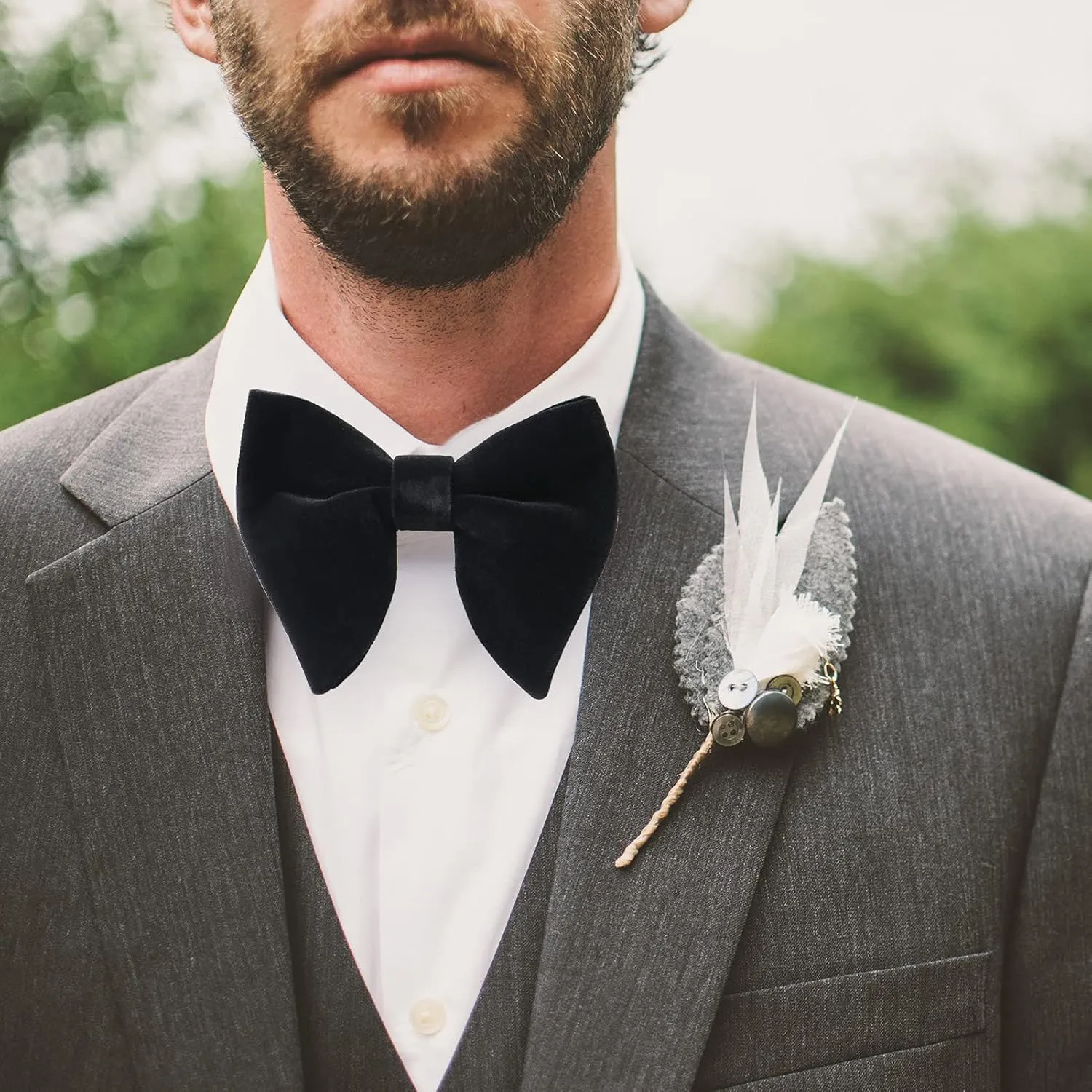 Bow Ties for Men, Mens Pre-Tied Bow Ties, Velvet Bow Ties for Men, Adjustable Oversized Tuxedo Bow Tie With Gift Box
