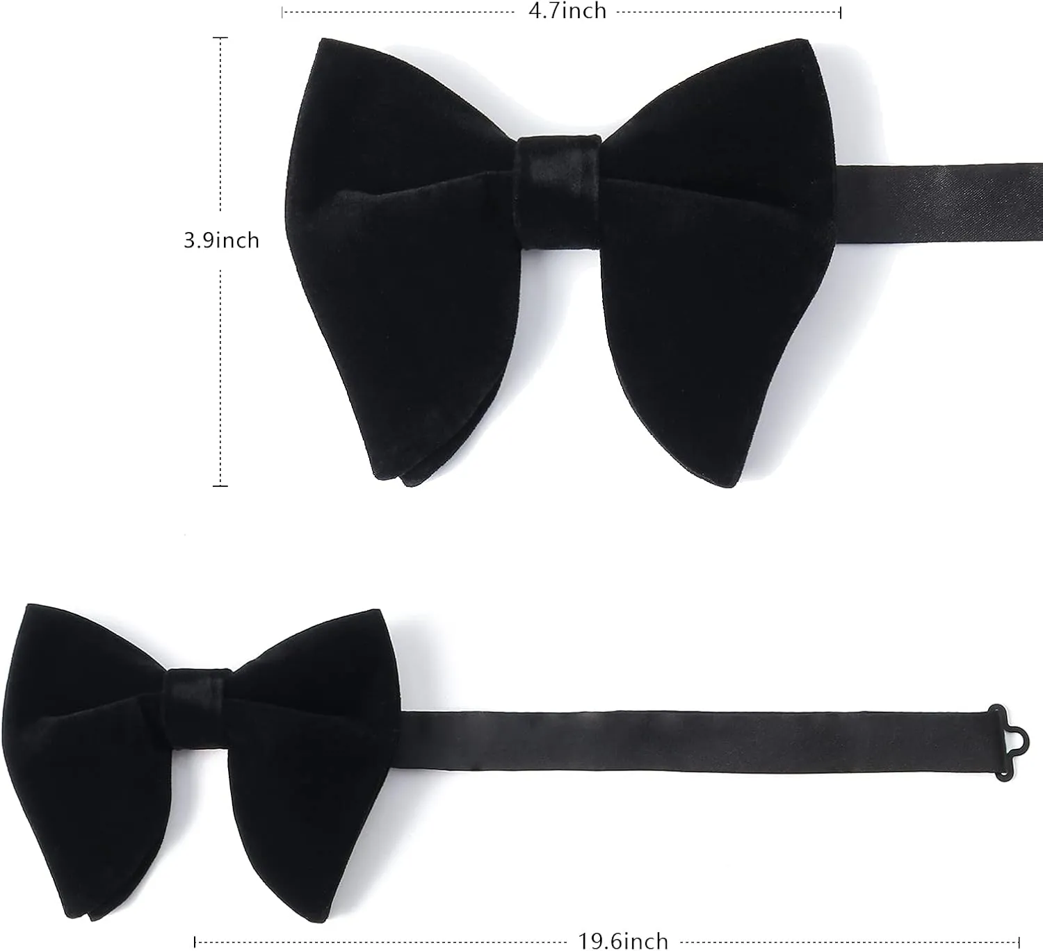 Bow Ties for Men, Mens Pre-Tied Bow Ties, Velvet Bow Ties for Men, Adjustable Oversized Tuxedo Bow Tie With Gift Box