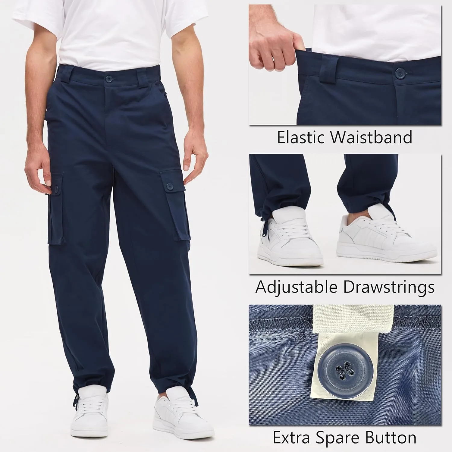 Cargo Pants for Men Baggy and Relaxed Fit Men's Casual Pants with 6 Pockets