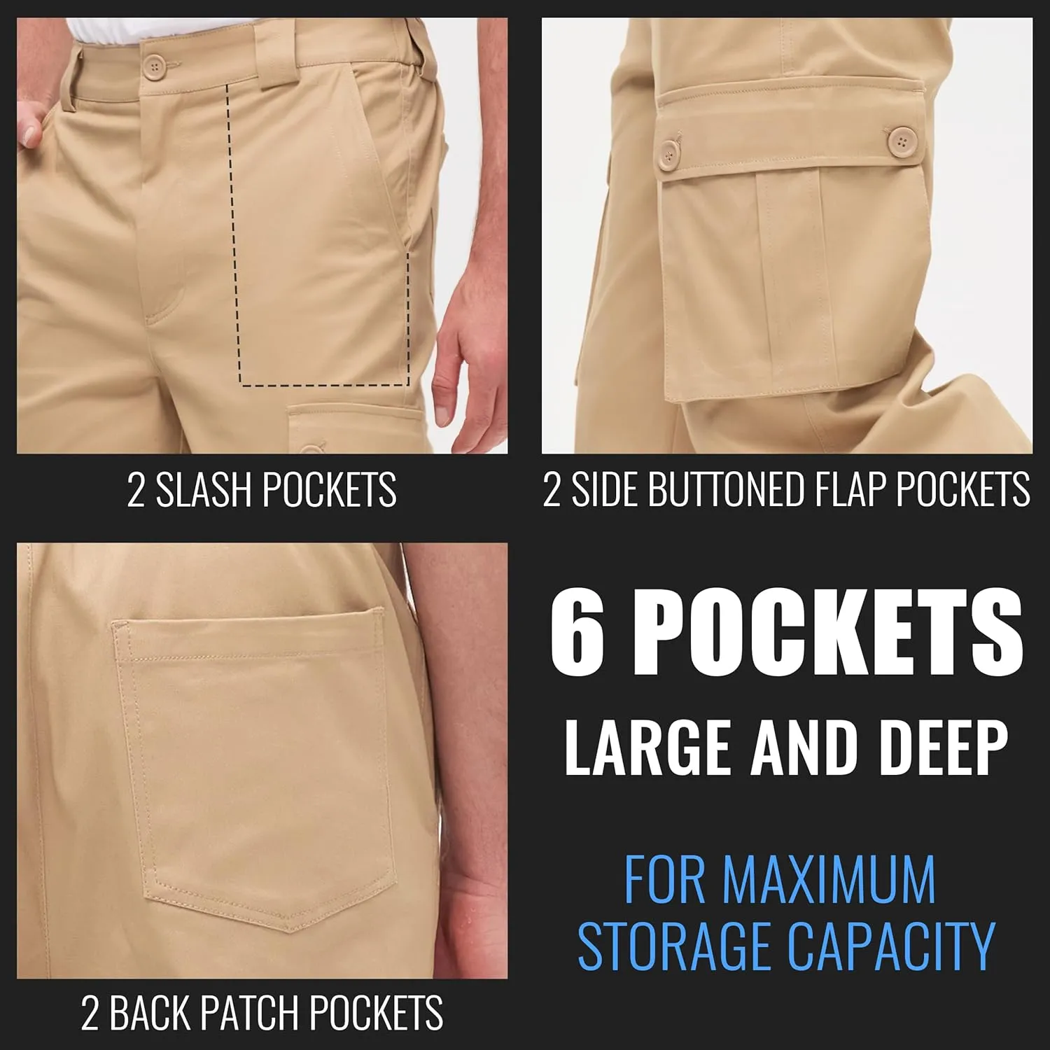 Cargo Pants for Men Baggy and Relaxed Fit Men's Casual Pants with 6 Pockets