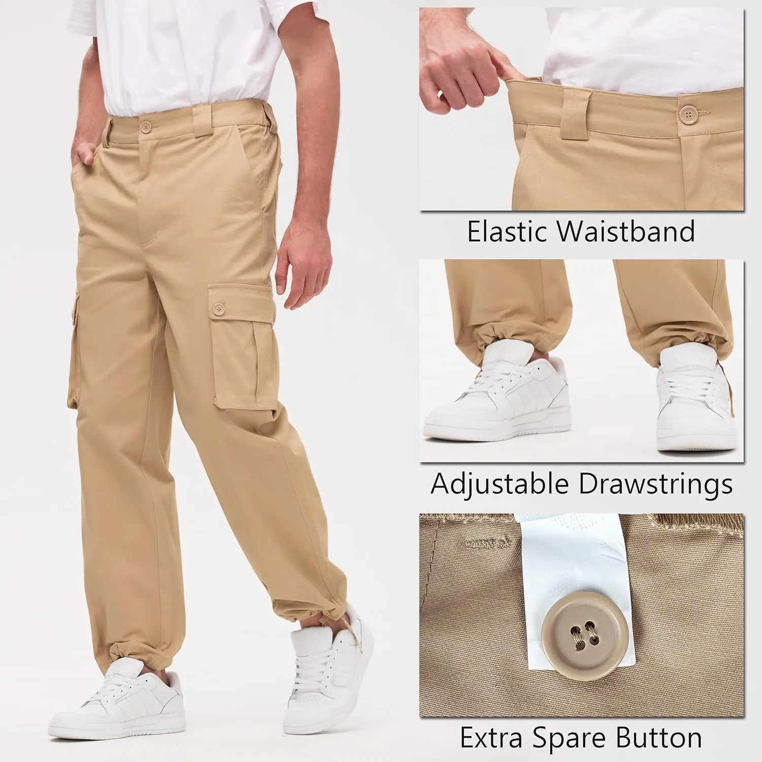 Cargo Pants for Men Baggy and Relaxed Fit Men's Casual Pants with 6 Pockets