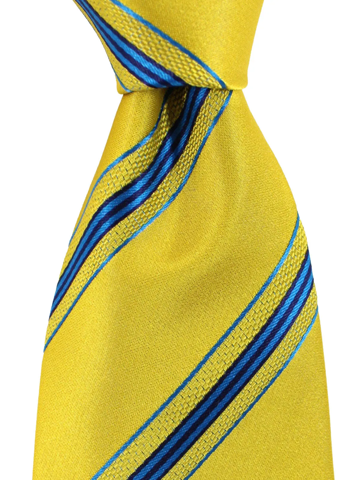Cesare Attolini Silk Tie Olive Royal Blue Stripes SALE