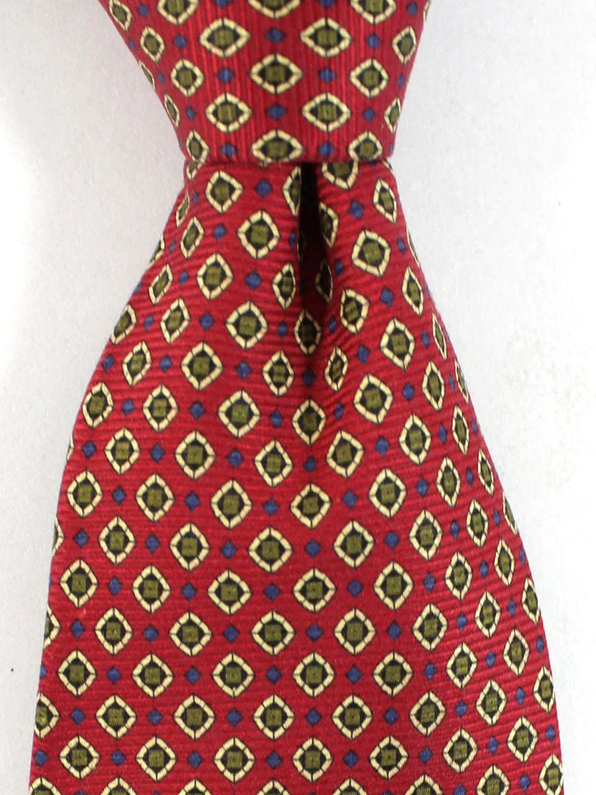E. Marinella Silk Tie Dark Red Blue Olive Geometric