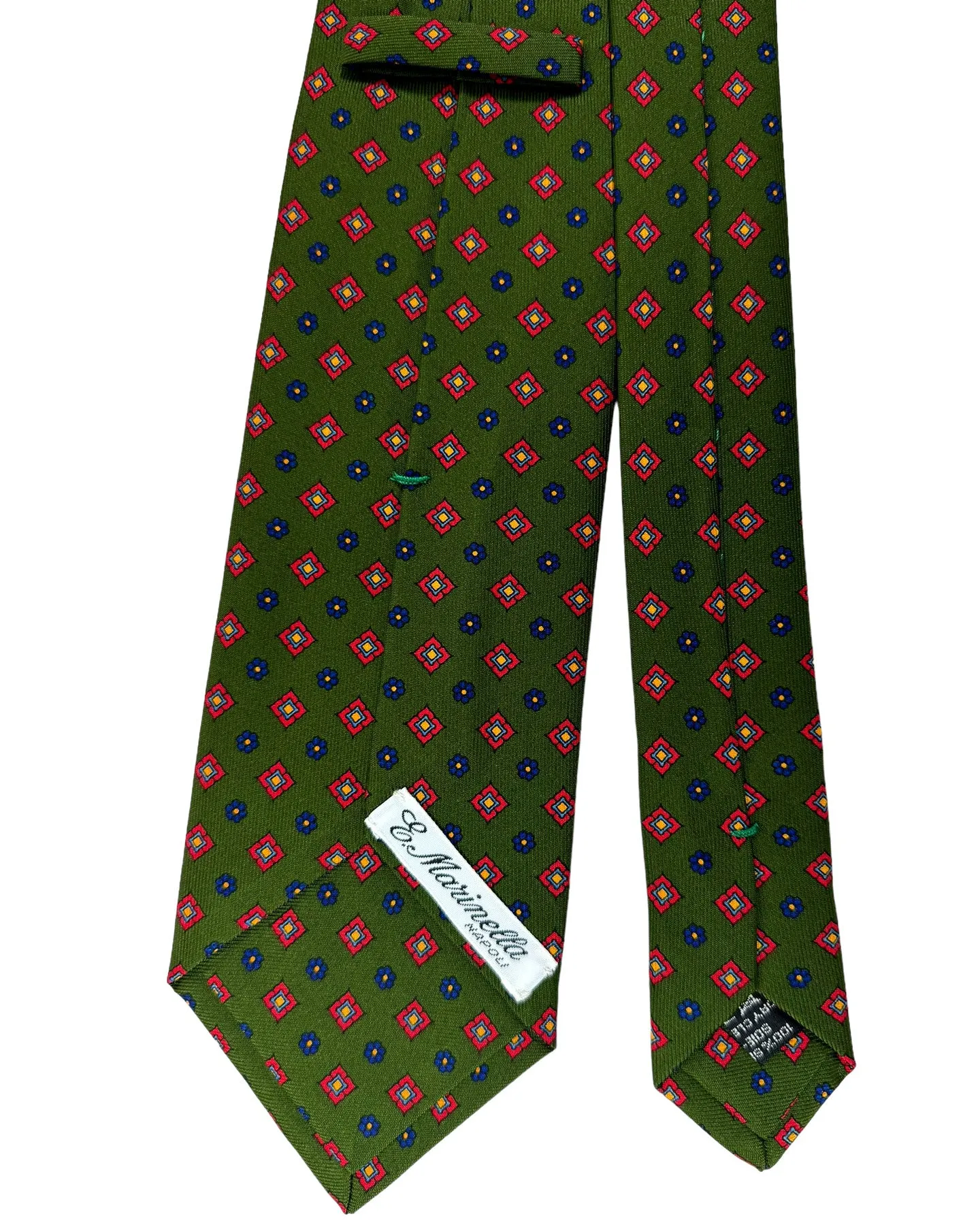 E. Marinella Tie Dark Green Navy Red Mini Floral Design