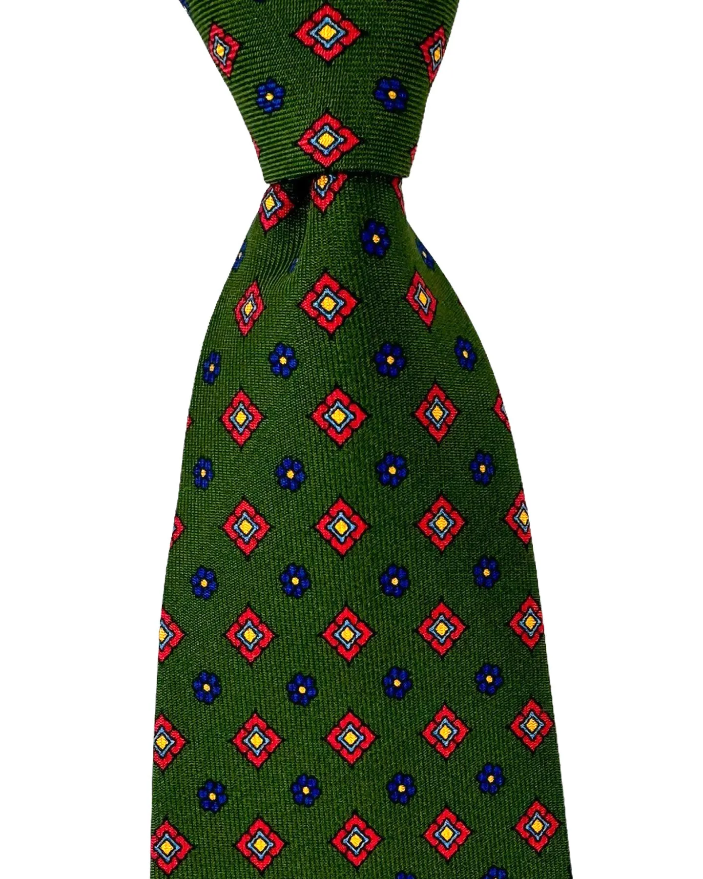 E. Marinella Tie Dark Green Navy Red Mini Floral Design