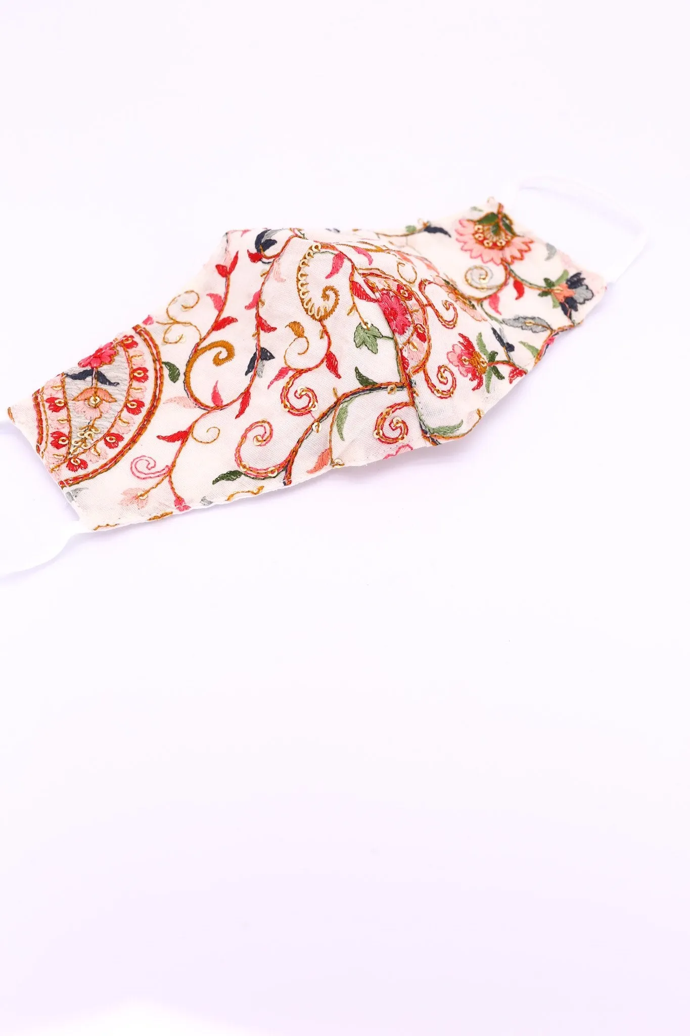EMBROIDERED CHIFFON SILK FACE MASK SIMONA