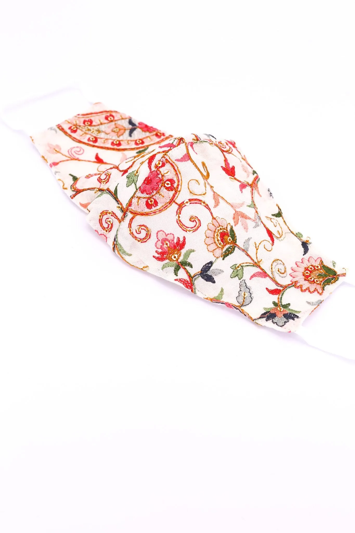 EMBROIDERED CHIFFON SILK FACE MASK SIMONA