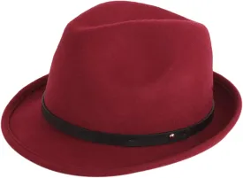 Fedora Hat 100% Wool Felt Classic Panama Hat Wide Brim Hat with Belt for Men Women