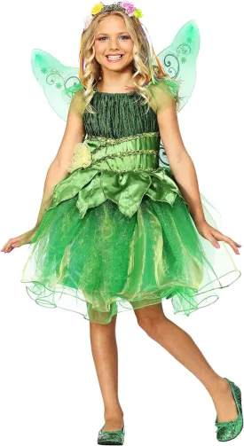 Garden Fairy Costume for Girls | Kids Fairy Princess Flower Dress with Wings, Sequined Bodice, Layered Skirt
