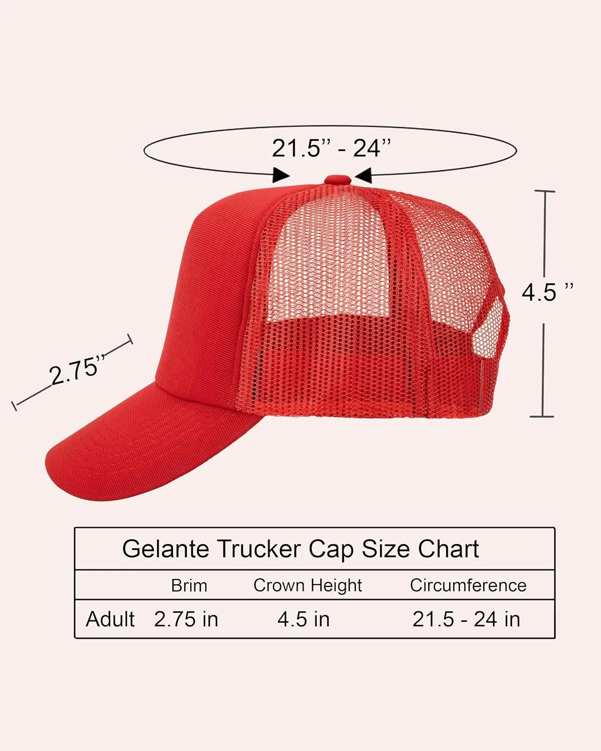 Gelante Polyester Foam Front, Mesh Back 5 Panel Sublimation Trucker Baseball Cap Snapback Hat