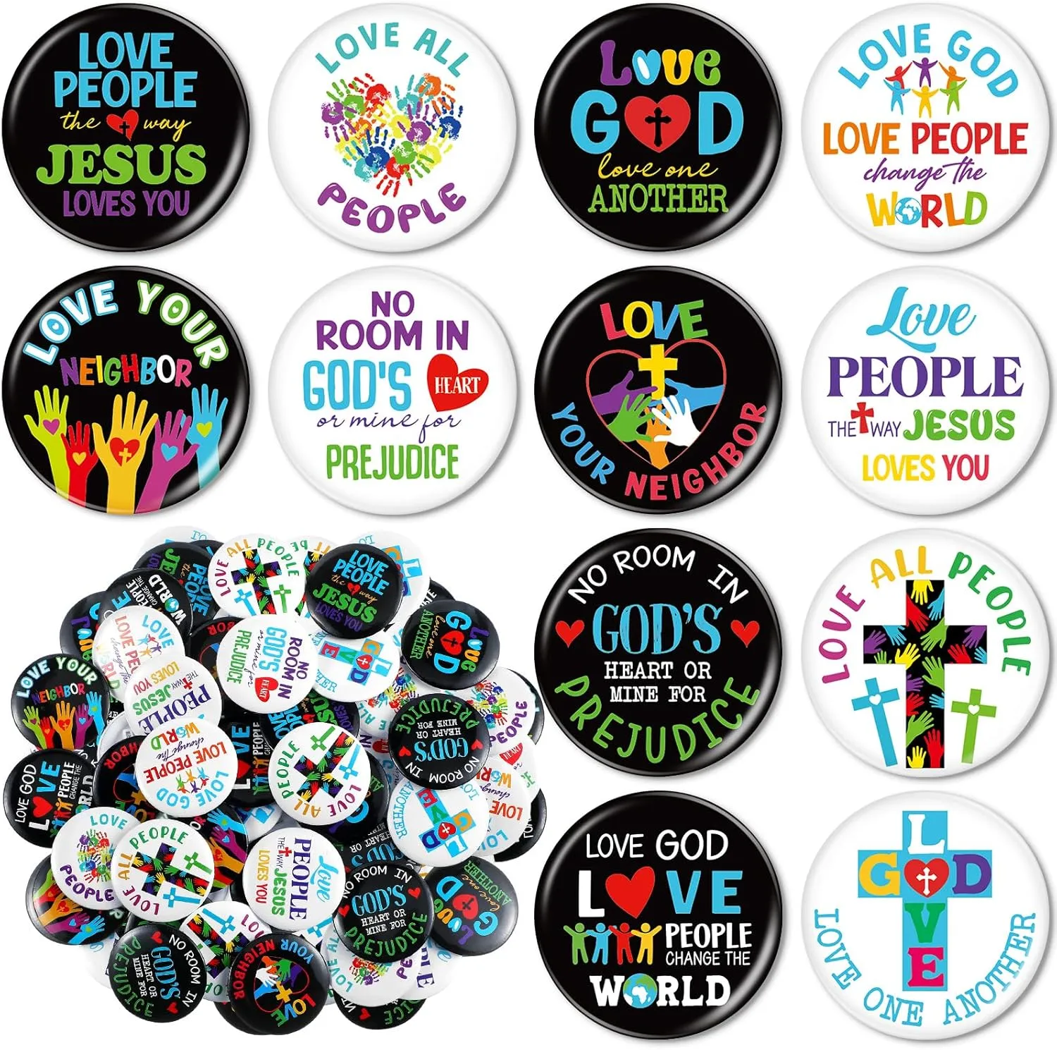 Giegxin 48 Pcs Christian Button Pins Bulk Mini Faith Adventure Pins Religious Bible Buttons Inspirational Rewards Gifts for Backpacks Holiday Birthday VBS Party Favor