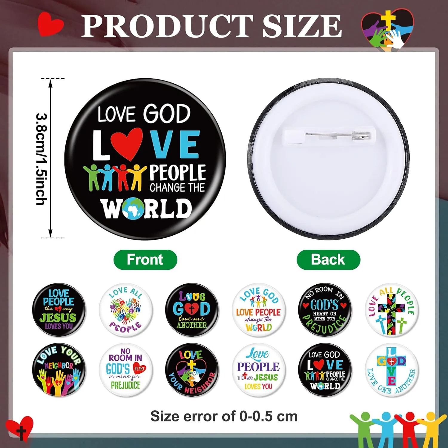 Giegxin 48 Pcs Christian Button Pins Bulk Mini Faith Adventure Pins Religious Bible Buttons Inspirational Rewards Gifts for Backpacks Holiday Birthday VBS Party Favor