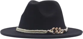 Hat Fedora Classic Wide Belt Floppy Wool Womens Hat Panama Buckle Baseball Caps Caps 47 Black