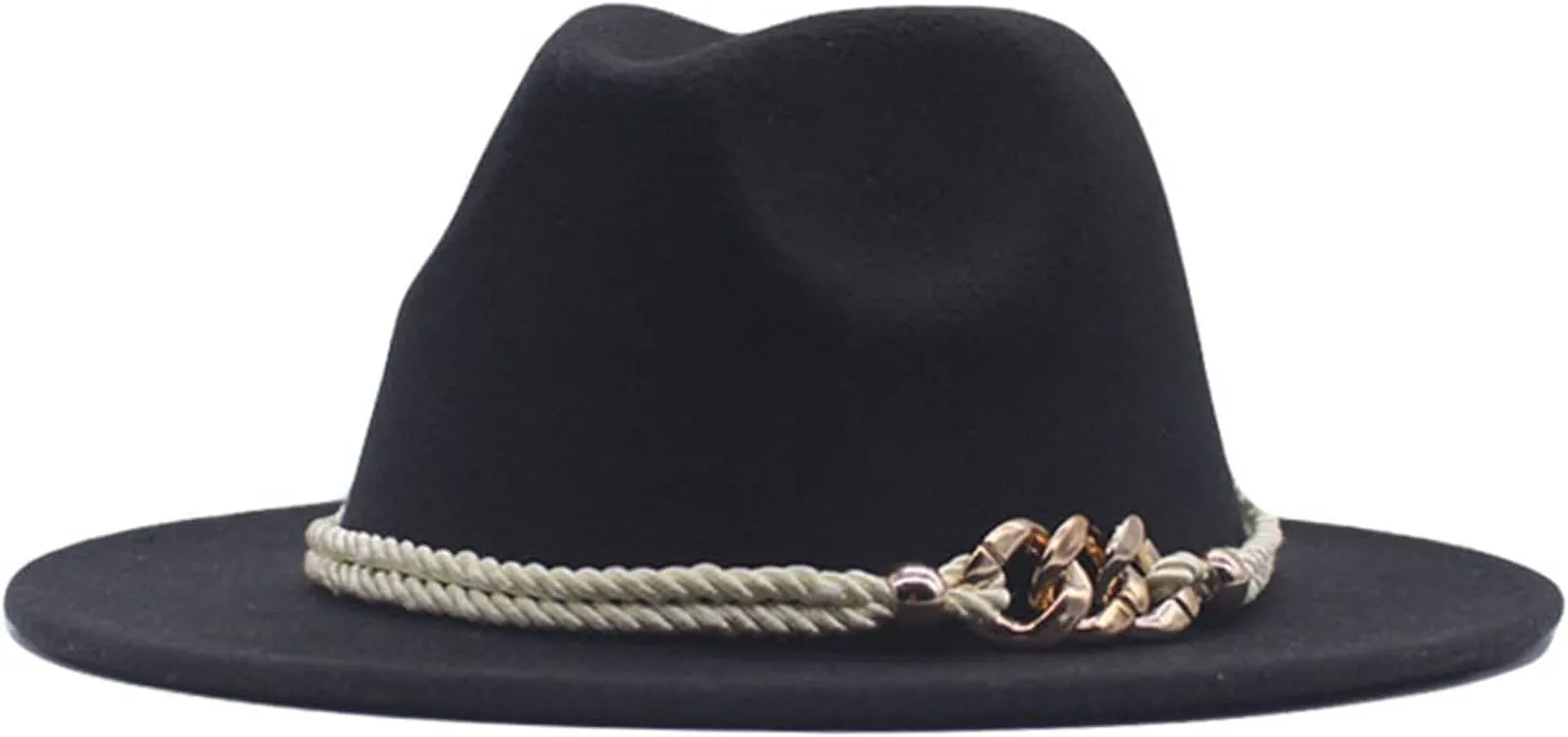 Hat Fedora Classic Wide Belt Floppy Wool Womens Hat Panama Buckle Baseball Caps Caps 47 Black