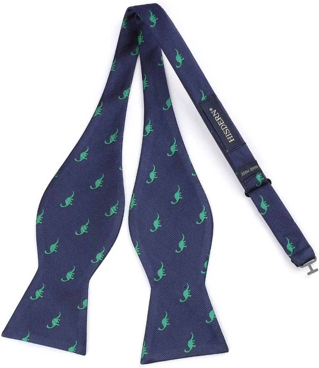 HISDERN Bow Ties for Men Self Tie Animal Bowties Pocket Square Woven Silk Fun Bowtie Handkerchief Set for Wedding Party