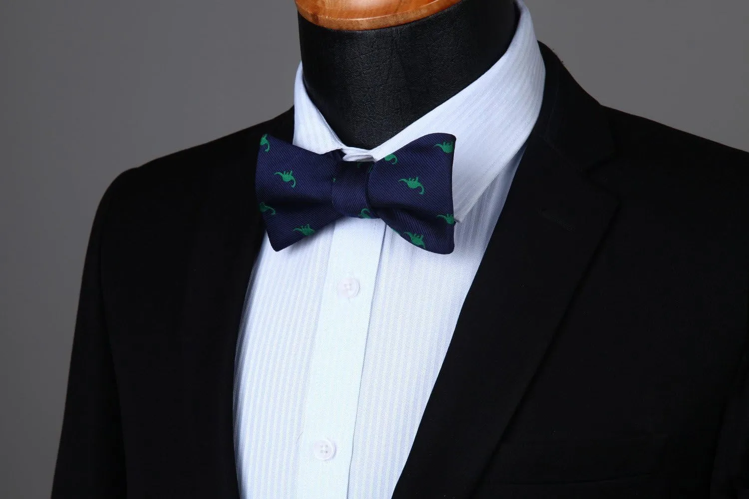 HISDERN Bow Ties for Men Self Tie Animal Bowties Pocket Square Woven Silk Fun Bowtie Handkerchief Set for Wedding Party