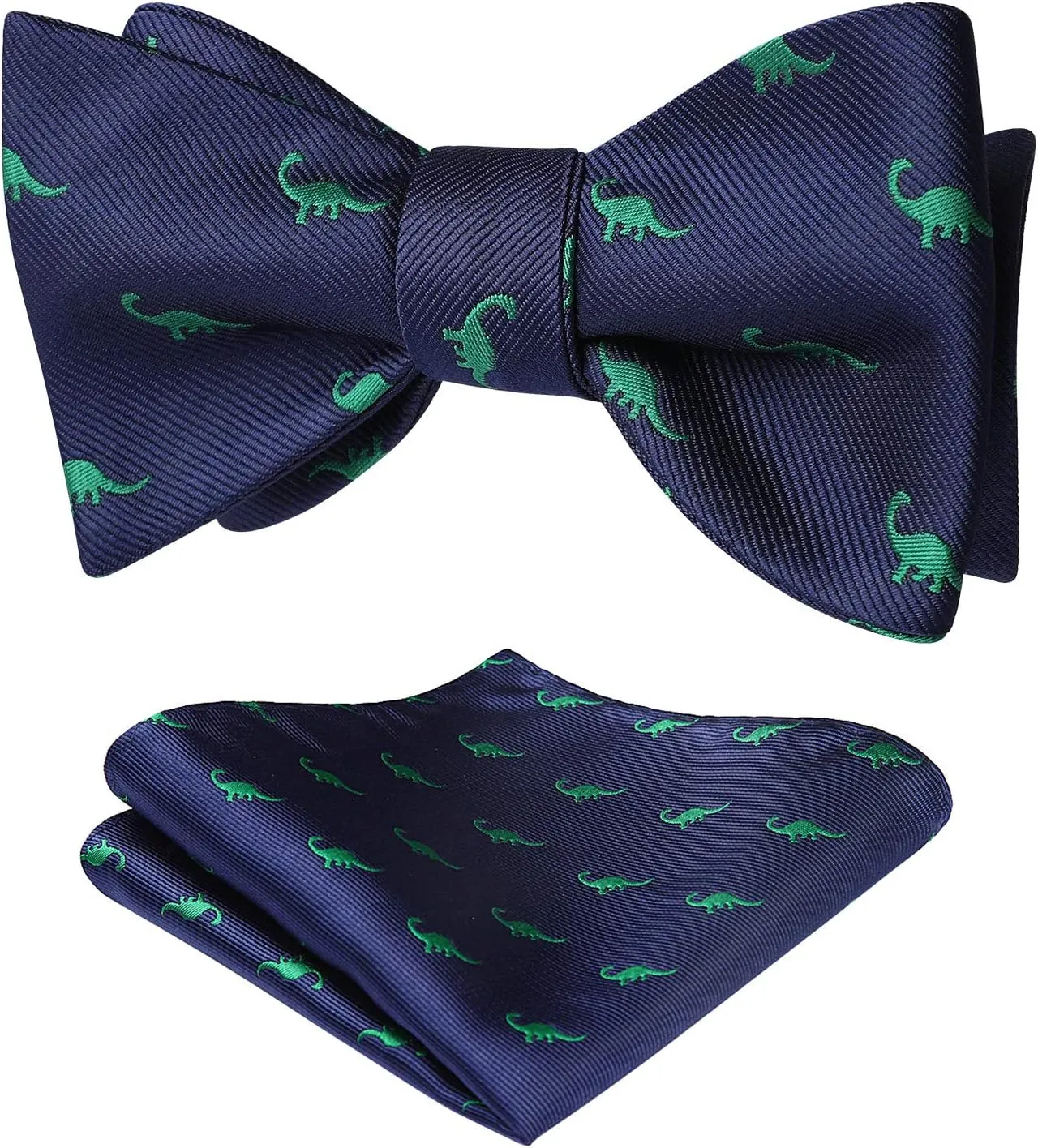 HISDERN Bow Ties for Men Self Tie Animal Bowties Pocket Square Woven Silk Fun Bowtie Handkerchief Set for Wedding Party