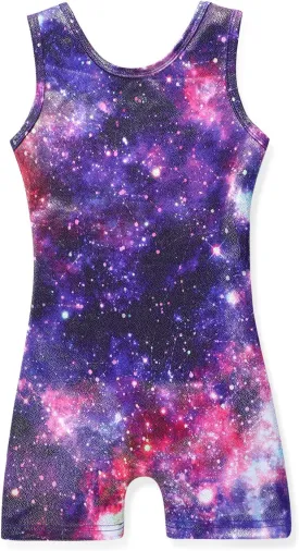 HOZIY Gymnastics Leotards for Girls with Shorts Toddlers Biketards Rainbow Unicorn Dinosaur Mermaid Leopard Flower Galaxy