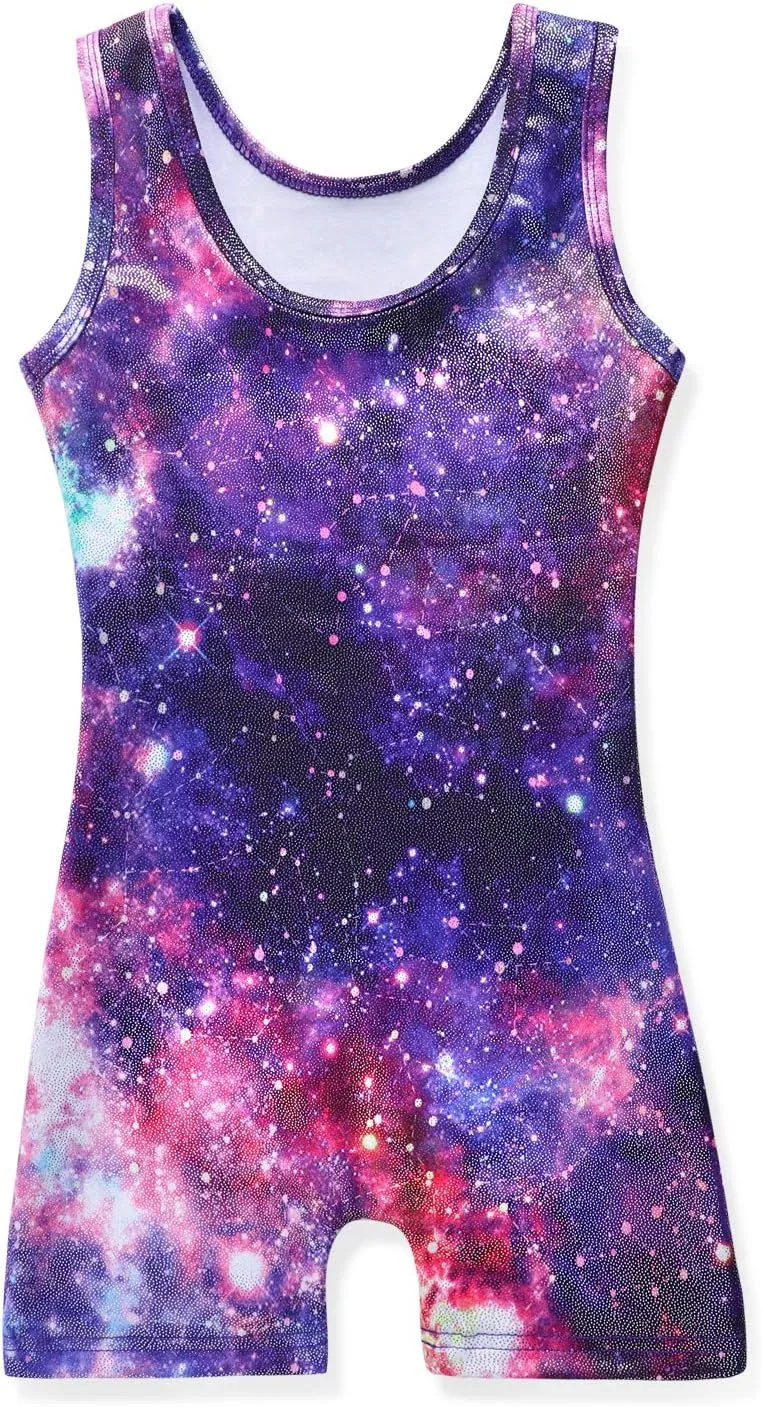 HOZIY Gymnastics Leotards for Girls with Shorts Toddlers Biketards Rainbow Unicorn Dinosaur Mermaid Leopard Flower Galaxy