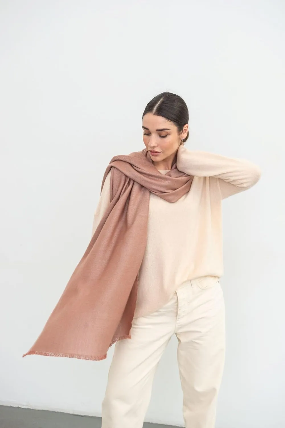 Italian Broad 70% Cashmere and 30% Silk Scarf Shawl Wrap Stole of Premium Quality Super Soft Made in Italy for Woman