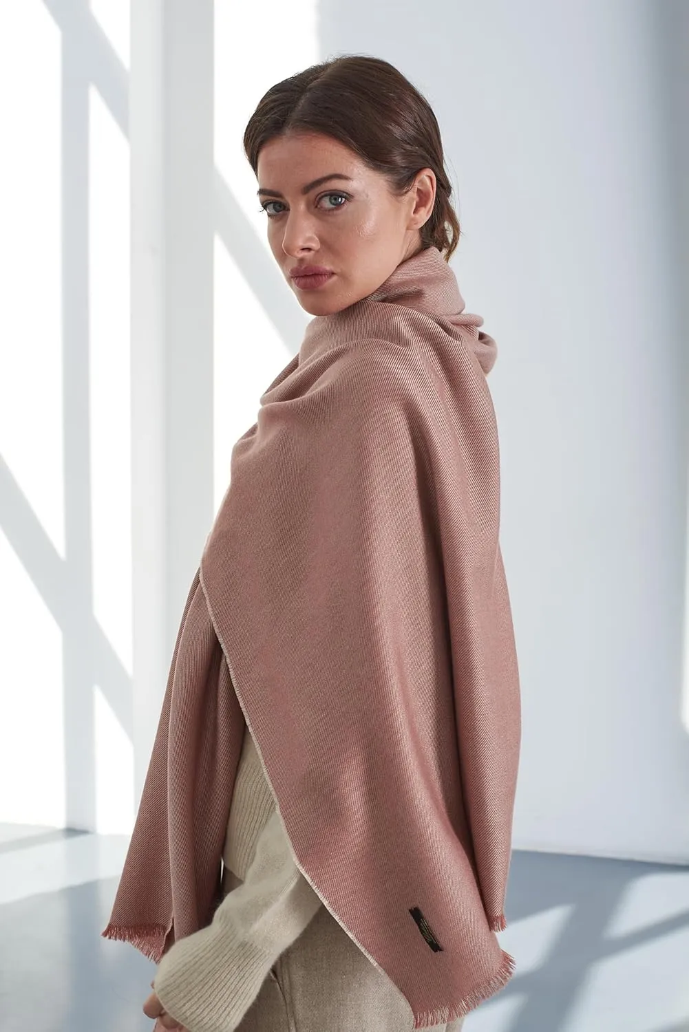 Italian Broad 70% Cashmere and 30% Silk Scarf Shawl Wrap Stole of Premium Quality Super Soft Made in Italy for Woman