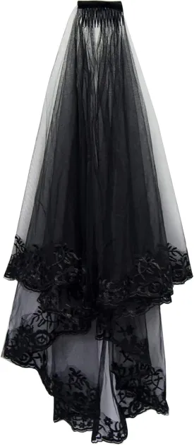 jiebor Black Lace Veil Bridal Wedding Veils Halloween Veil for Women Brides Wedding Bridal Shower